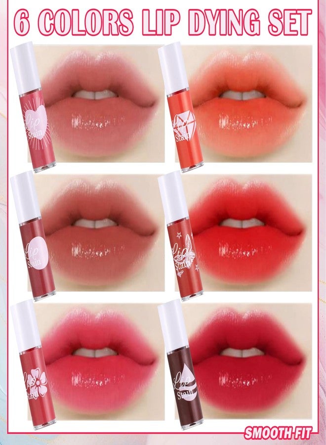 JunKuJK 6 Colors Lip Tint Stain Set,Mini Liquid Lipstick Moisturizing Long Lasting Plumping High Pigmented Lip Gloss Set,Lightweight Non-Stick Cup Matte Lipstick for Waterproof Cheek and Lip Tint Makeup A - Image 2
